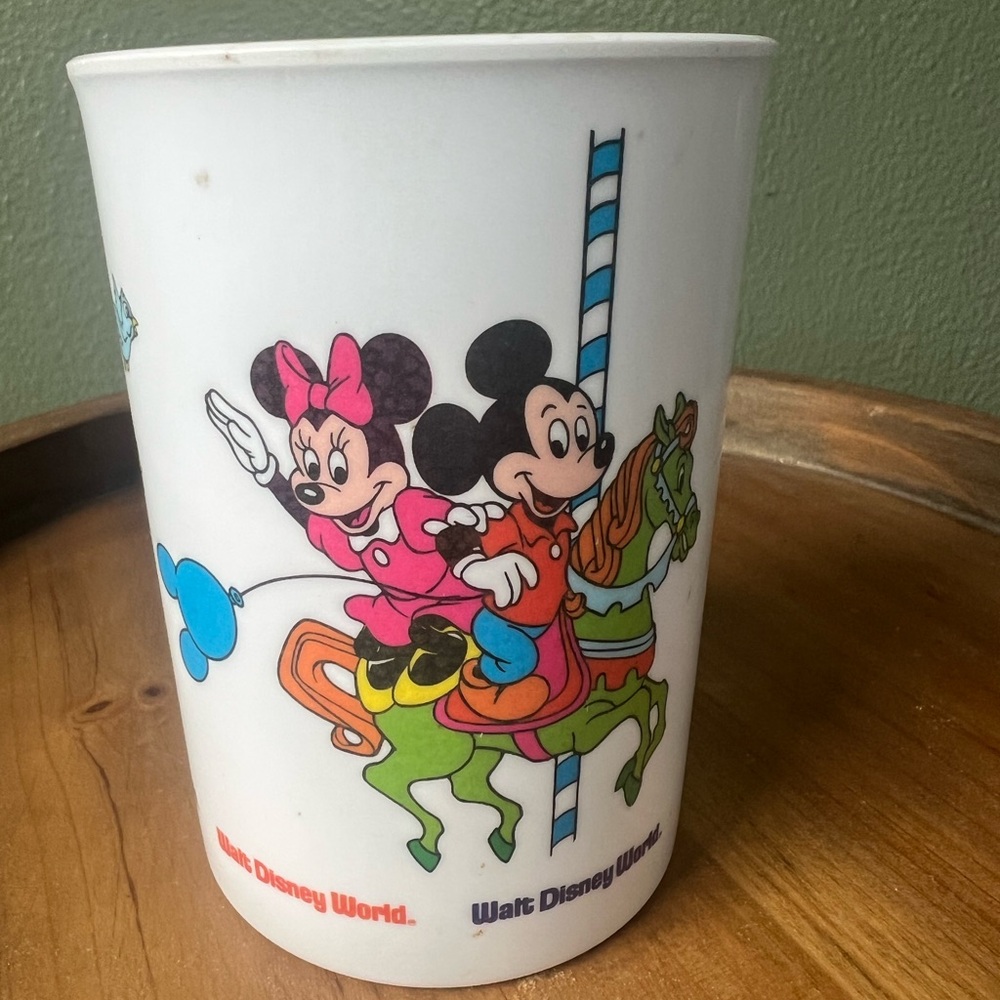 Vintage Mickey & Minnie Carousel Cup - Walt Disney World melamine
